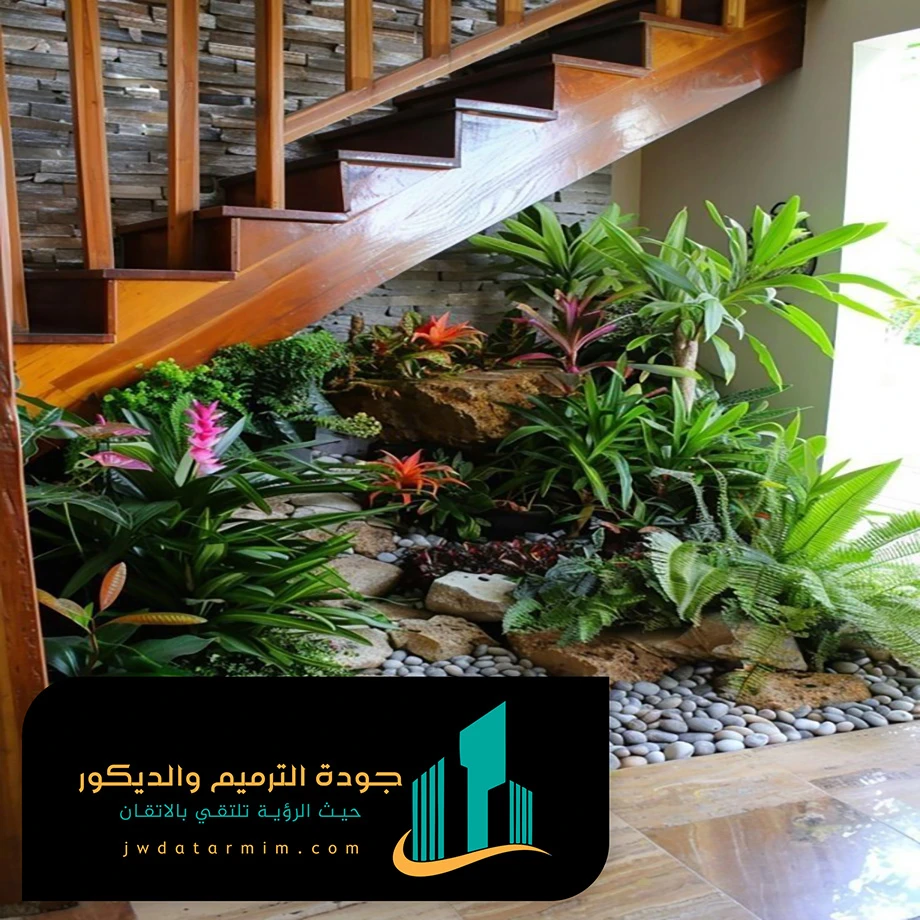 ديكور حديقه تحت الدرج شمال الرياض
