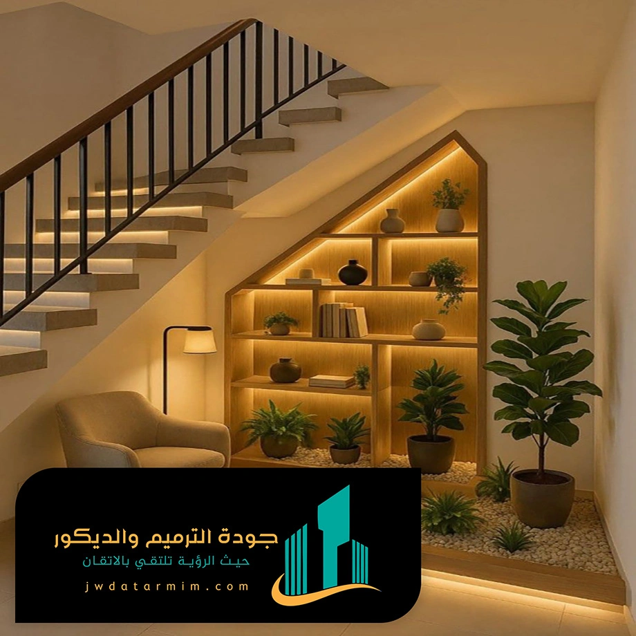 ديكور حديقه تحت الدرج شمال الرياض