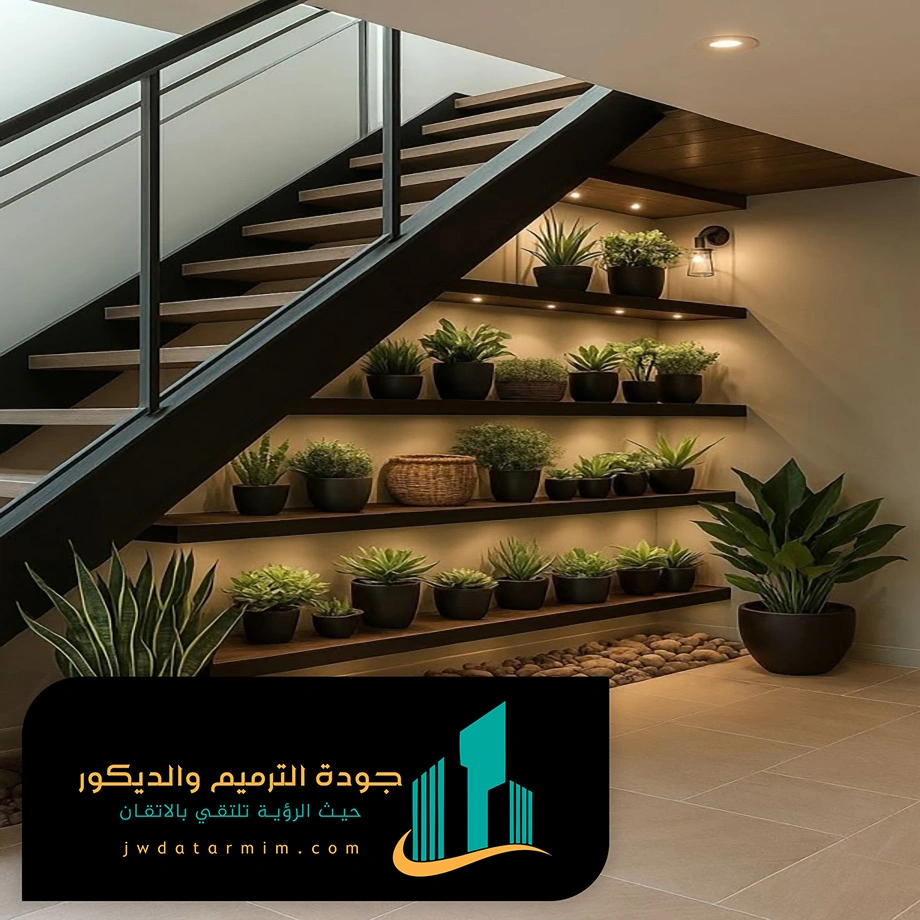 ديكور حديقه تحت الدرج شمال الرياض