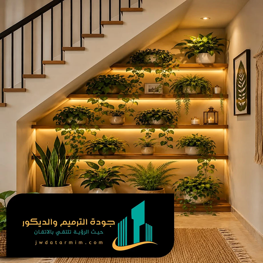 ديكور حديقه تحت الدرج شمال الرياض