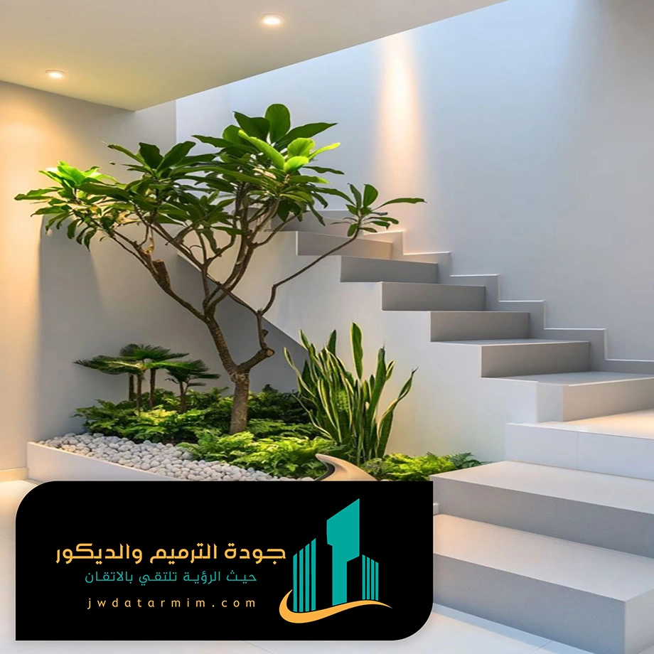 ديكور حديقه تحت الدرج شمال الرياض