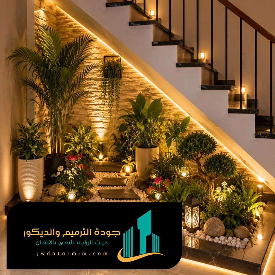 ديكور حديقه تحت الدرج شمال الرياض